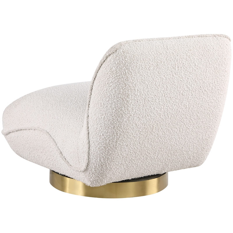 Maklaine Contemporary Cream Boucle Fabric Swivel Accent Chair