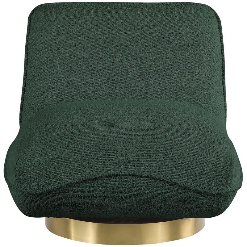 Maklaine Contemporary Green Boucle Fabric Swivel Accent Chair