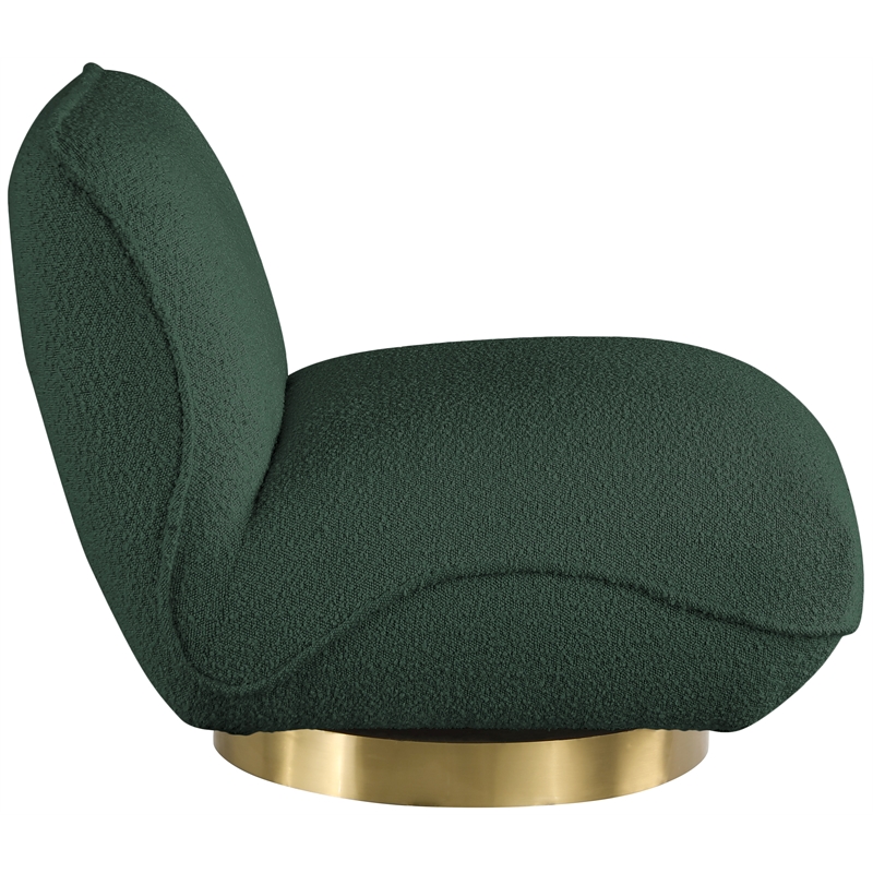 Maklaine Contemporary Green Boucle Fabric Swivel Accent Chair
