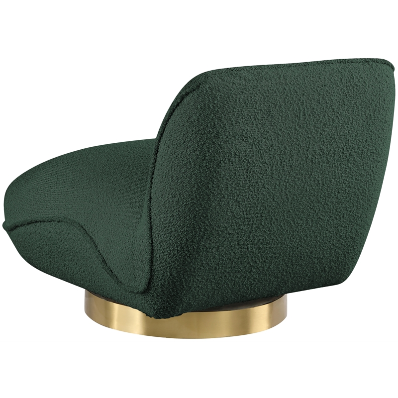 Maklaine Contemporary Green Boucle Fabric Swivel Accent Chair