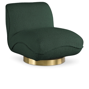 Maklaine Contemporary Green Boucle Fabric Swivel Accent Chair