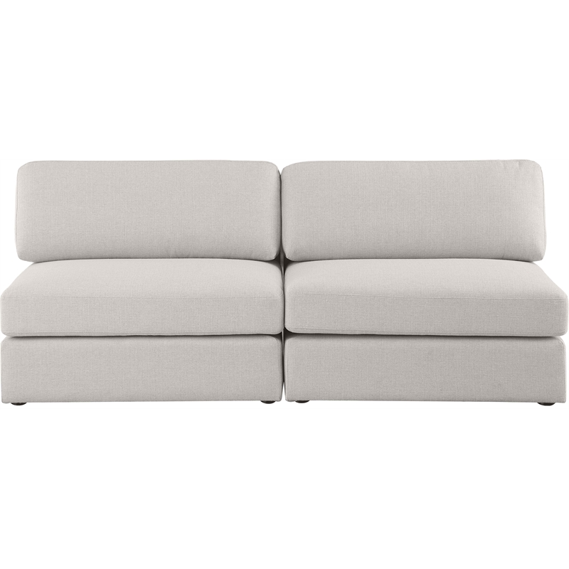 Maklaine Contemporary Beige Durable Linen Textured Fabric Modular Sofa