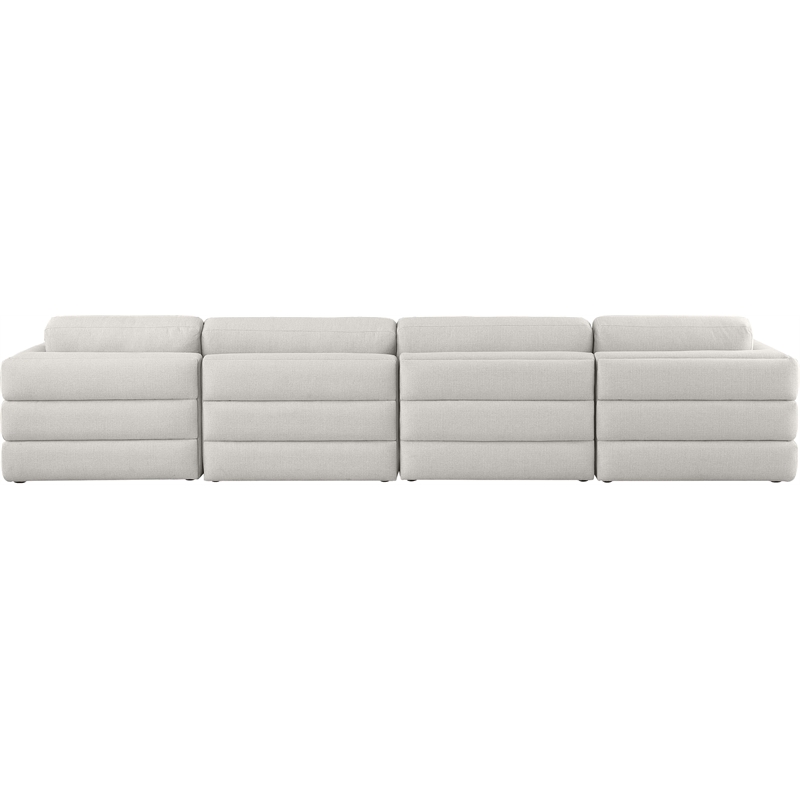 Maklaine Contemporary Beige Durable Linen Textured Fabric Modular Sofa