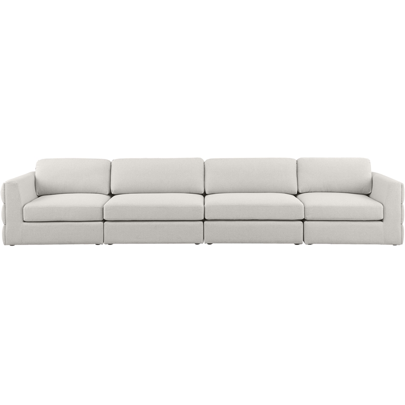 Maklaine Contemporary Beige Durable Linen Textured Fabric Modular Sofa