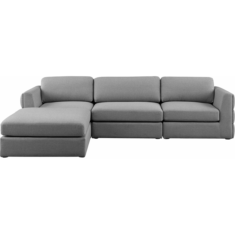 Maklaine Contemporary Grey Durable Linen Textured Fabric Modular Sectional