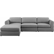 Maklaine Contemporary Grey Durable Linen Textured Fabric Modular Sectional