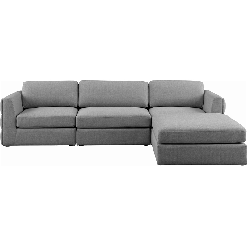Maklaine Contemporary Grey Durable Linen Textured Fabric Modular Sectional
