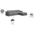 Maklaine Contemporary Grey Durable Linen Textured Fabric Modular Sectional