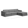 Maklaine Contemporary Grey Durable Linen Textured Fabric Modular Sectional