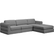 Maklaine Contemporary Grey Durable Linen Textured Fabric Modular Sectional