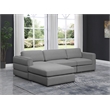Maklaine Contemporary Grey Durable Linen Textured Fabric Modular Sectional