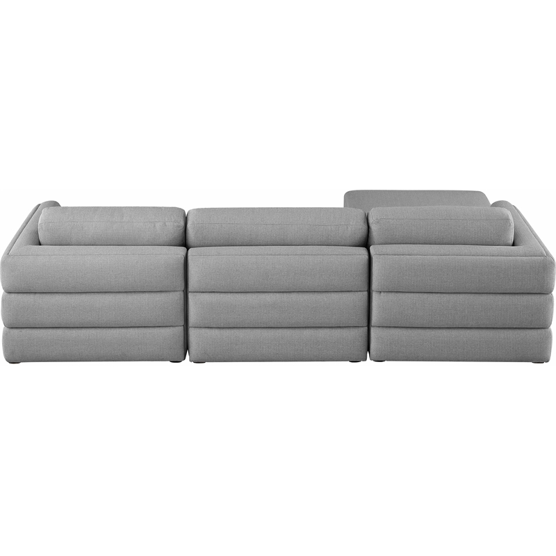 Maklaine Contemporary Grey Durable Linen Textured Fabric Modular Sectional