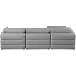 Maklaine Contemporary Grey Durable Linen Textured Fabric Modular Sectional
