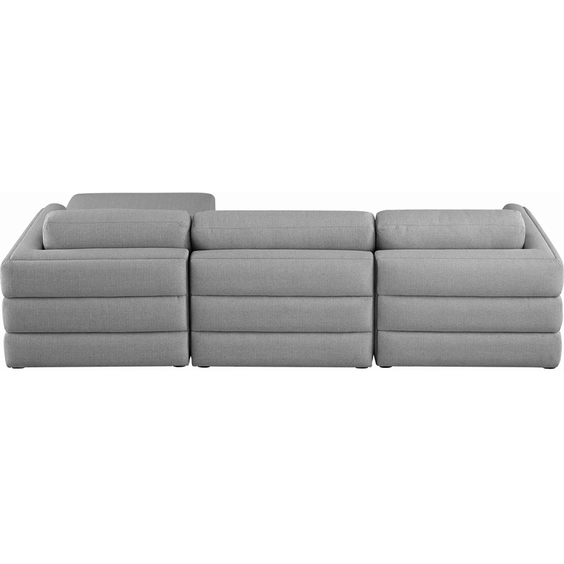 Maklaine Contemporary Grey Durable Linen Textured Fabric Modular Sectional