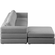 Maklaine Contemporary Grey Durable Linen Textured Fabric Modular Sectional