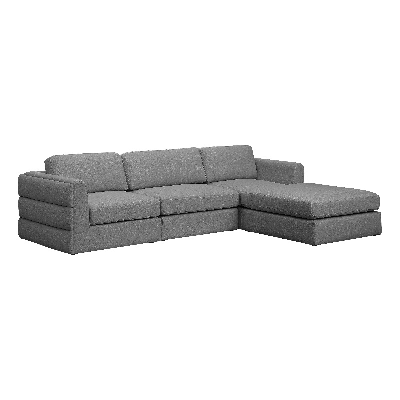 Maklaine Contemporary Grey Durable Linen Textured Fabric Modular Sectional