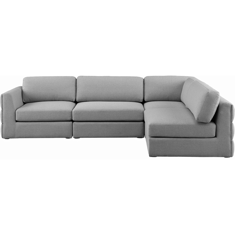 Maklaine Contemporary Grey Durable Linen Textured Fabric Modular Sectional