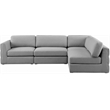 Maklaine Contemporary Grey Durable Linen Textured Fabric Modular Sectional