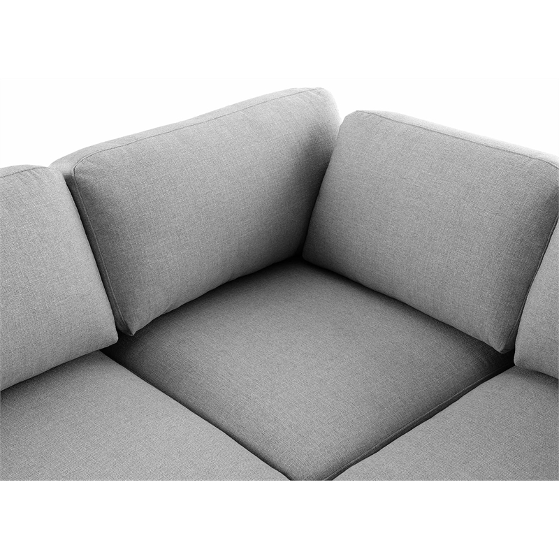 Maklaine Contemporary Grey Durable Linen Textured Fabric Modular Sectional