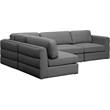 Maklaine Contemporary Grey Durable Linen Textured Fabric Modular Sectional