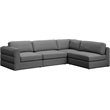 Maklaine Contemporary Grey Durable Linen Textured Fabric Modular Sectional