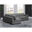 Maklaine Contemporary Grey Durable Linen Textured Fabric Modular Sectional