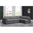 Maklaine Contemporary Grey Durable Linen Textured Fabric Modular Sectional