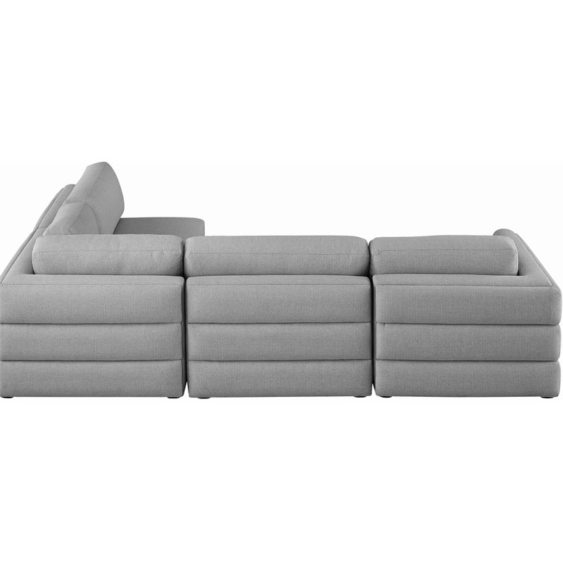Maklaine Contemporary Grey Durable Linen Textured Fabric Modular Sectional