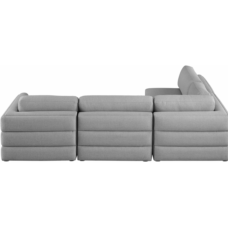 Maklaine Contemporary Grey Durable Linen Textured Fabric Modular Sectional