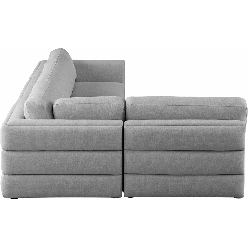 Maklaine Contemporary Grey Durable Linen Textured Fabric Modular Sectional