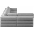 Maklaine Contemporary Grey Durable Linen Textured Fabric Modular Sectional