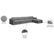 Maklaine Contemporary Grey Durable Linen Textured Fabric Modular Sectional