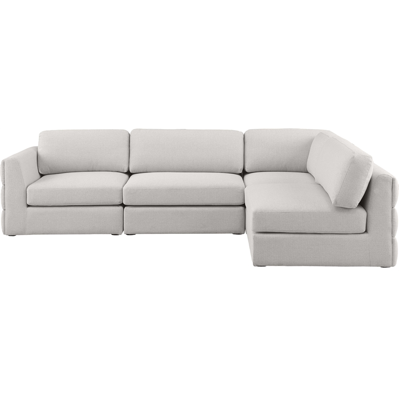Maklaine Contemporary Beige Durable Linen Textured Fabric Modular Sectional