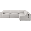 Maklaine Contemporary Beige Durable Linen Textured Fabric Modular Sectional