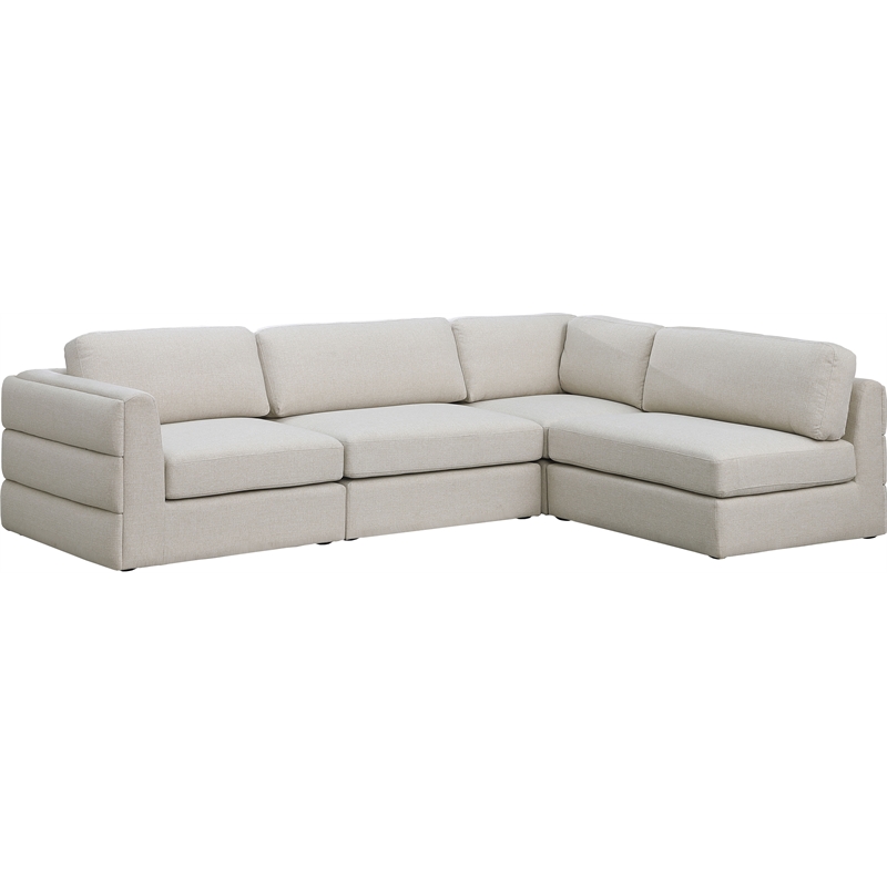 Maklaine Contemporary Beige Durable Linen Textured Fabric Modular Sectional