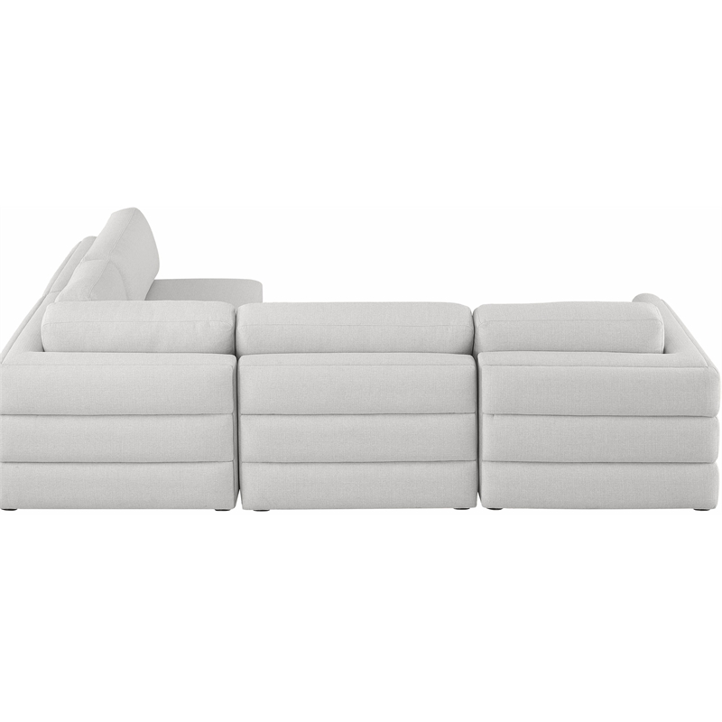 Maklaine Contemporary Beige Durable Linen Textured Fabric Modular Sectional