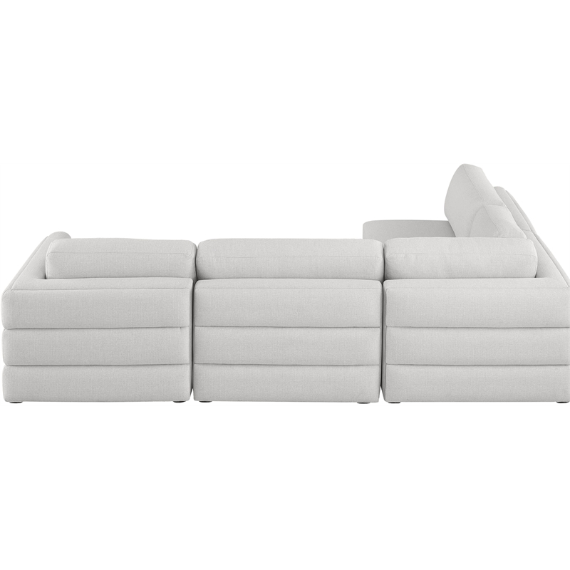 Maklaine Contemporary Beige Durable Linen Textured Fabric Modular Sectional
