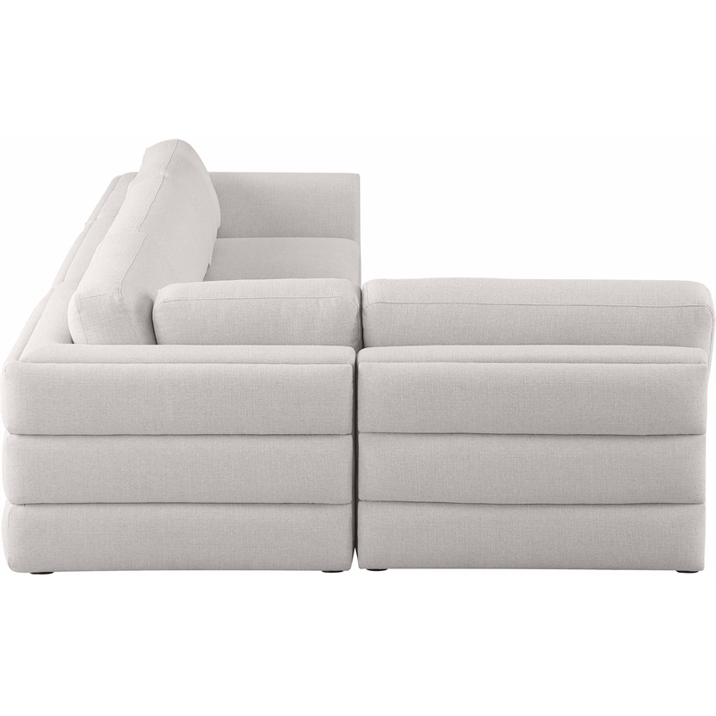 Maklaine Contemporary Beige Durable Linen Textured Fabric Modular Sectional
