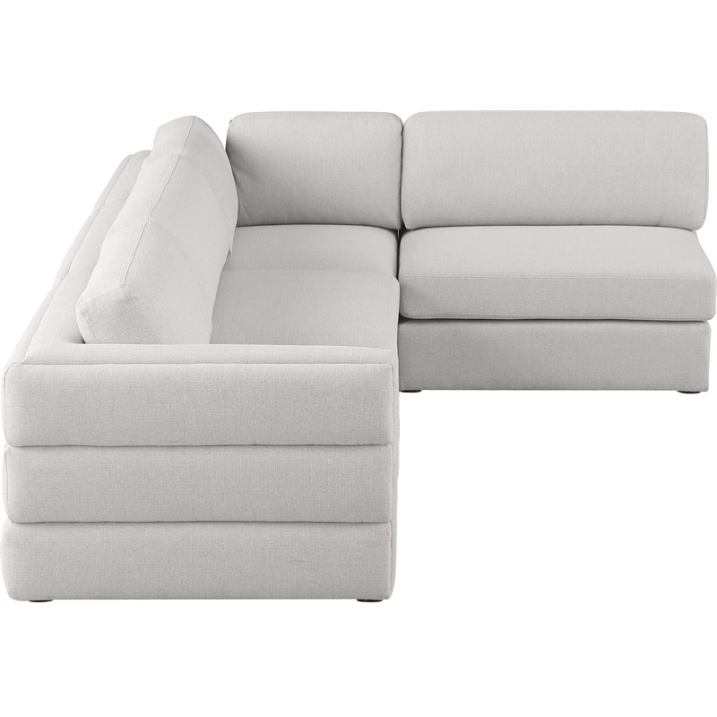 Maklaine Contemporary Beige Durable Linen Textured Fabric Modular Sectional