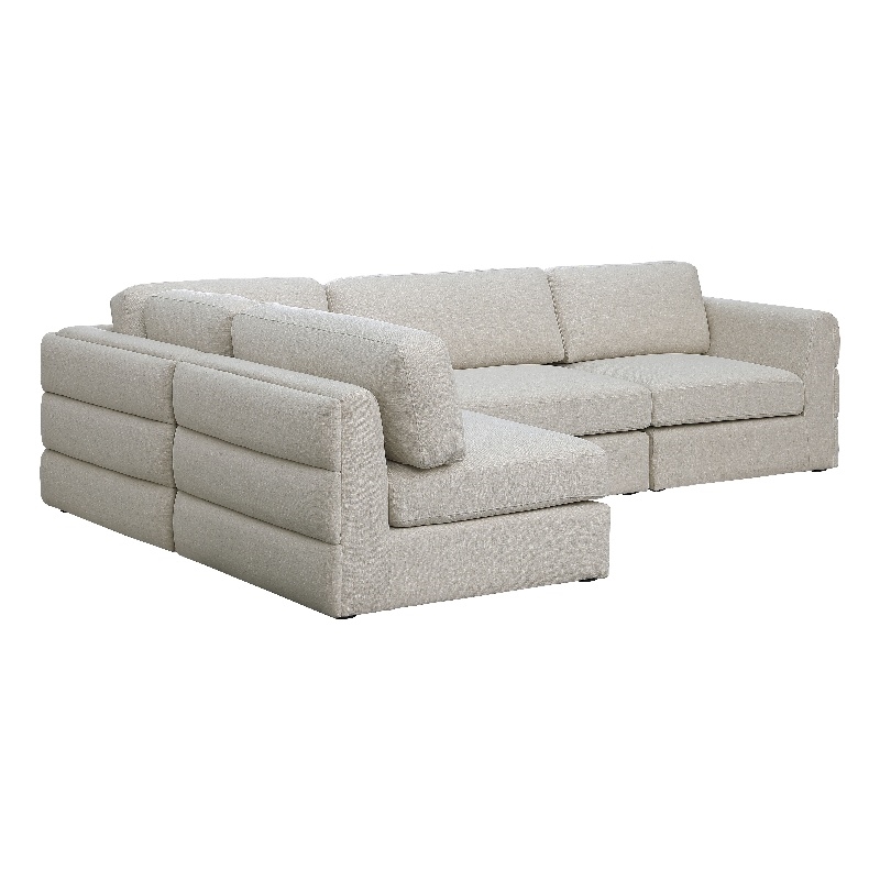 Maklaine Contemporary Beige Durable Linen Textured Fabric Modular Sectional