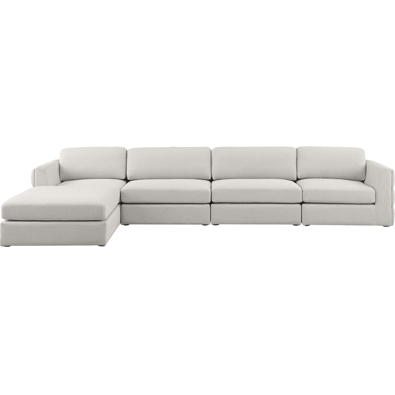 Maklaine Contemporary Beige Durable Linen Textured Fabric Modular Sectional