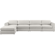 Maklaine Contemporary Beige Durable Linen Textured Fabric Modular Sectional