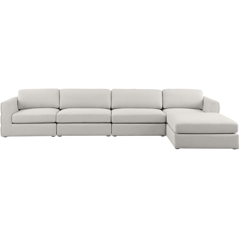 Maklaine Contemporary Beige Durable Linen Textured Fabric Modular Sectional
