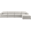 Maklaine Contemporary Beige Durable Linen Textured Fabric Modular Sectional