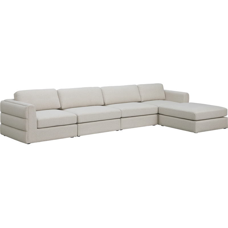 Maklaine Contemporary Beige Durable Linen Textured Fabric Modular Sectional