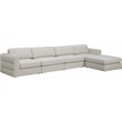 Maklaine Contemporary Beige Durable Linen Textured Fabric Modular Sectional
