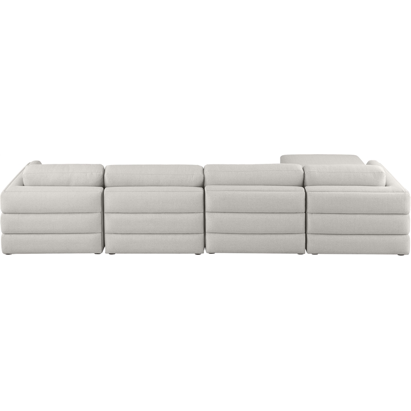 Maklaine Contemporary Beige Durable Linen Textured Fabric Modular Sectional