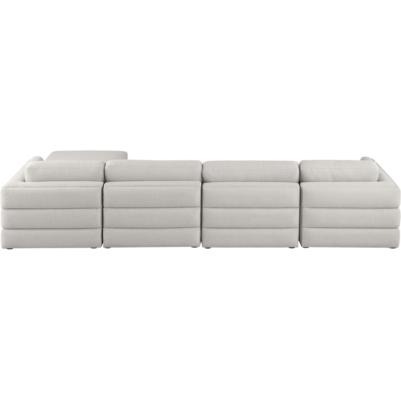Maklaine Contemporary Beige Durable Linen Textured Fabric Modular Sectional