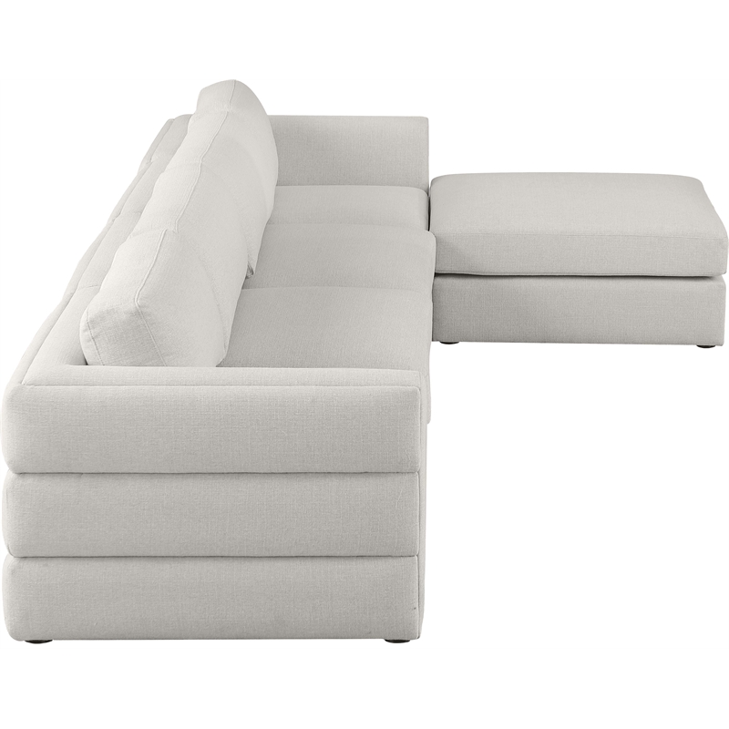 Maklaine Contemporary Beige Durable Linen Textured Fabric Modular Sectional