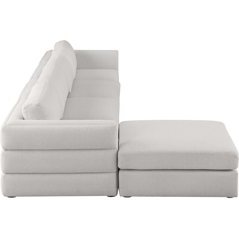 Maklaine Contemporary Beige Durable Linen Textured Fabric Modular Sectional